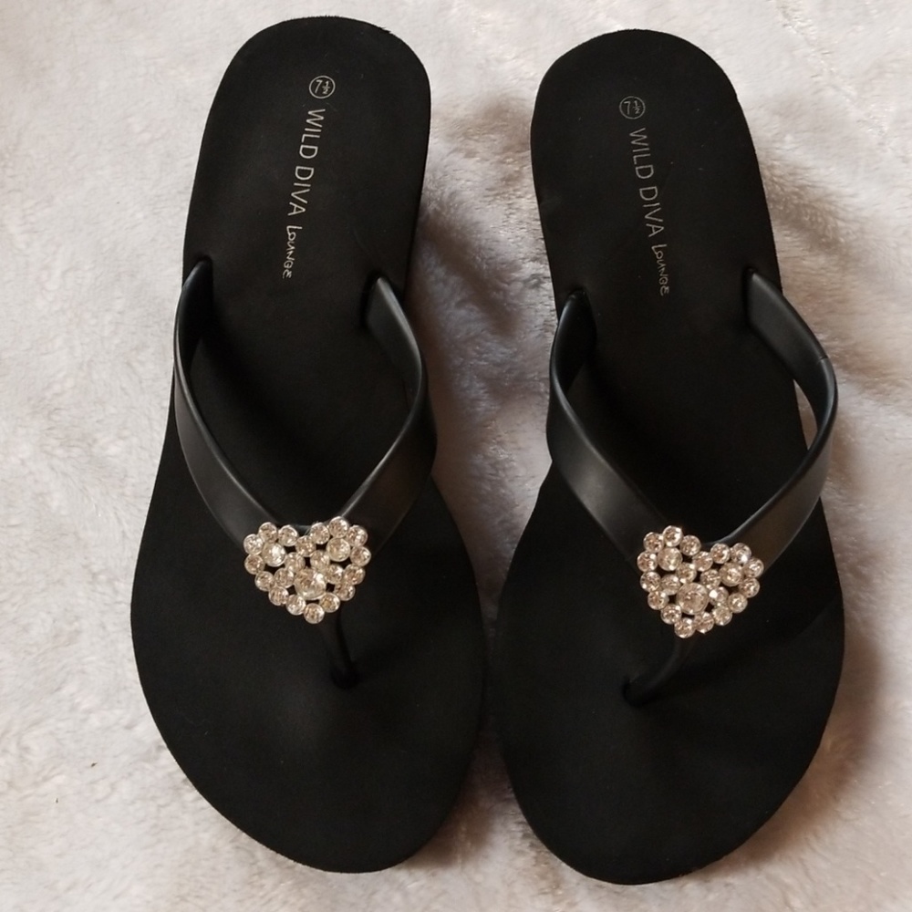 WILD DIVA LOUNGE brand wedge flip flops